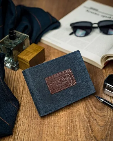 Portfel, niebieski, skórzany, Forever Young