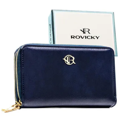 Portfel-piórnik, granatowy, skóra ekologiczna, Rovicky