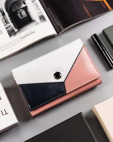 Portfel, różowy, skórzany, Peterson