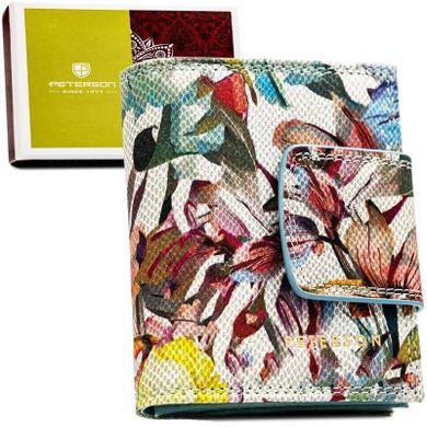 Portfel, skórzany, kwiatowy wzór, Peterson