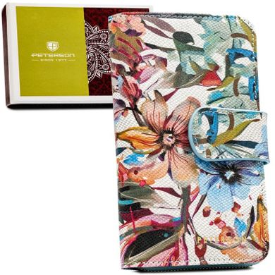 Portfel, skórzany, kwiatowy wzór, Peterson