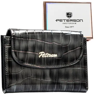 Portfel, szary, skóra ekologiczna, Peterson