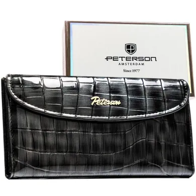 Portfel, szary, skóra ekologiczna, Peterson