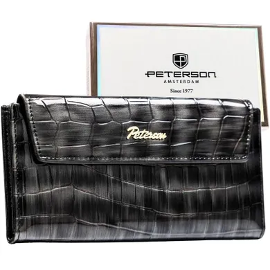 Portfel, szary, skóra ekologiczna, Peterson