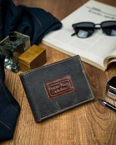 Portfel, szary, skórzany, Forever Young