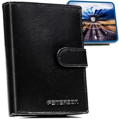 Portfel z brelokiem, czarny, skórzany, Peterson