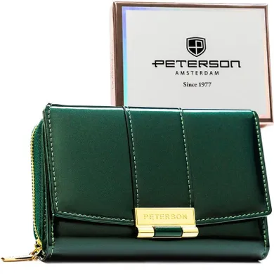Portfel, zielony, skóra ekologiczna, Peterson