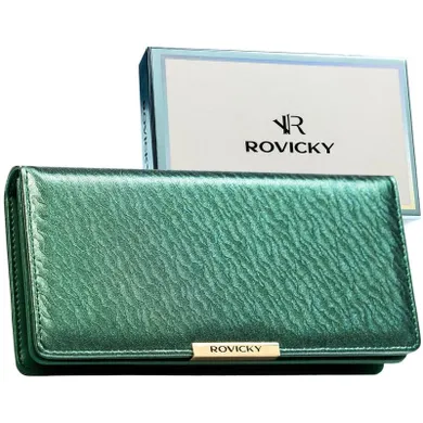 Portfel, zielony, skóra ekologiczna, RFID, Rovicky