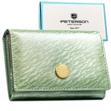 Portfel, zielony, skóra naturalna i ekologiczna, Peterson