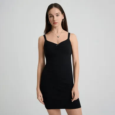 Prążkowana sukienka na ramiączka z koronką NOWEAR