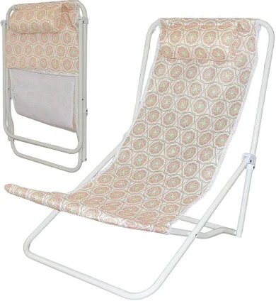 Probeach, leżak składany plażowy z zagłówkiem, pomarańczowy