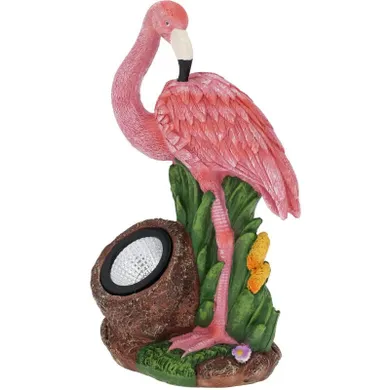 ProGarden, figurka ogrodowa flaming z reflektorem, 24-24-10,5 cm