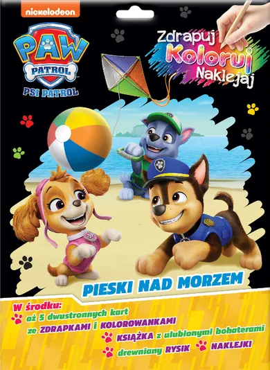 Psi Patrol. Pieski nad morzem. Zdrapuj, koloruj, naklejaj