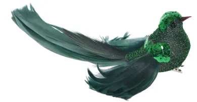 Ptaszek zielony z klipem, 15.5 cm