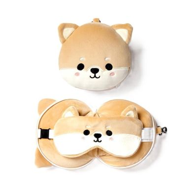 Puckator, poduszka podróżna i maska na oczy, pies Shiba