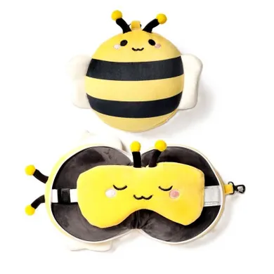 Puckator, poduszka podróżna i maska na oczy, pszczółka