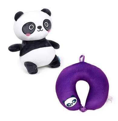 Puckator, poduszka podróżna i pluszowa zabawka, 2w1, panda