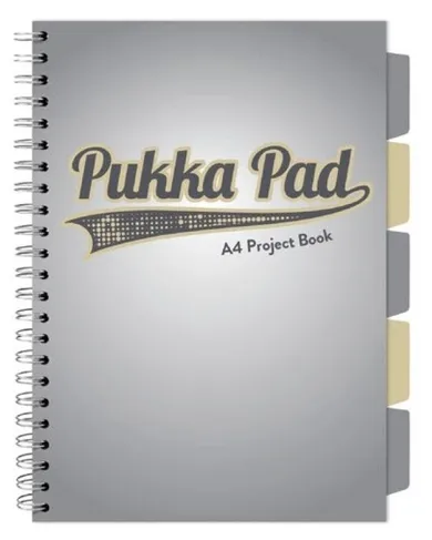 Pukka Pad, kołozeszyt A4, Project Book Grey, szary, 3 szt.