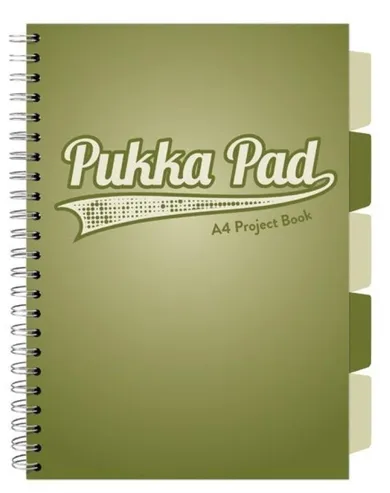 Pukka Pad, kołozeszyt A4, Project Book Olive, oliwkowy, 3 szt.