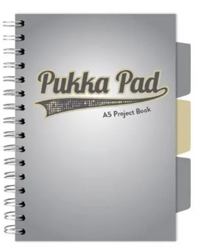 Pukka Pad, kołozeszyt A5, Project Book Grey, szary, 3 szt.