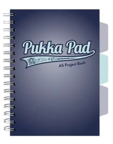 Pukka Pad, kołozeszyt A5, Project Book Navy, granatowy, 3 szt.