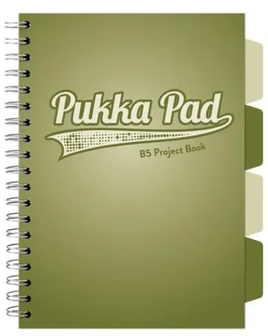 Pukka Pad, kołozeszyt B5, Project Book Olive, oliwkowy, 3 szt.