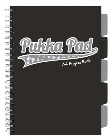 Pukka Pads, kołozeszyt A4, Project Book, Black & Grey, czarny