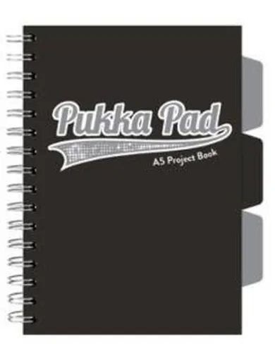 Pukka Pads, kołozeszyt A5, Project Book, Black & Grey, czarny