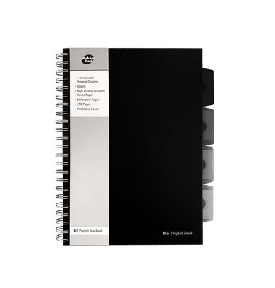 Pukka Pads, Project Book, Kołozeszyt, A5, czarny, kratka