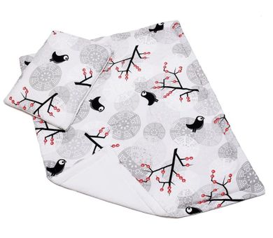 Pulp, bambusowa kołderka i poduszeczka, ptaszki na gałązkach, 75-90 cm + 35-45 cm