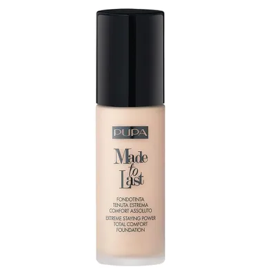 Pupa Milano, Made To Last Total Comfort Foundation, długotrwały podkład matujący, 010 Porcelain, 30 ml