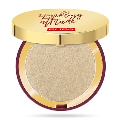 Pupa, Sparkling Attitude Highlighter, rozświetlacz do twarzy w kompakcie, 001 Lightweight Gold, 6g