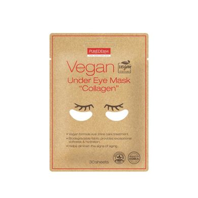 Purederm, Vegan Under Eye Mask, wegańskie płatki pod oczy z kolagenem, 30 szt.