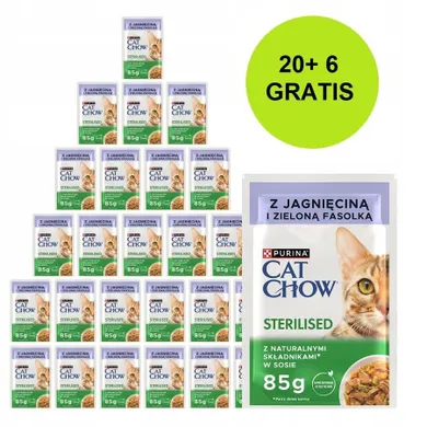 Purina, Cat Chow Sterilised, karma mokra dla kota, jagnięcina, fasola, 26-85g