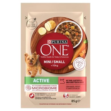 Purina, One, Active, wołowina, małe rasy, karma mokra dla psów, 85g