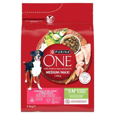 Purina, One, Adult, Turkey & Rice, karma sucha dla psów ras średnich i dużych, 2,5 kg