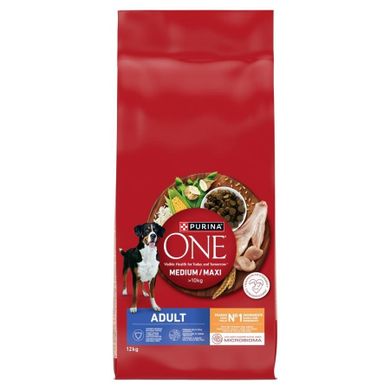 Purina One, Med/Max Adult, Chicken & Rice, 12 kg
