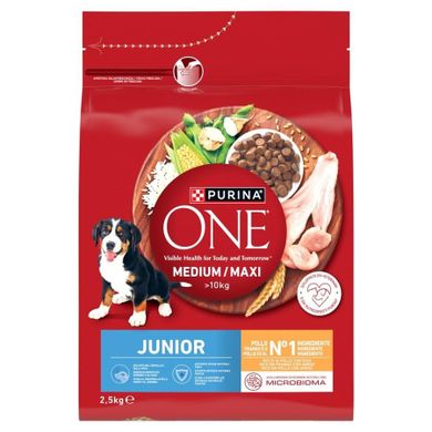 Purina One, Med/Max Junior, Chicken & Rice, 2,5 kg