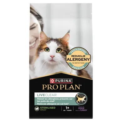 Purina Pro Plan, Liveclear Sterilised Adult, bogata w indyka, 2,8 kg