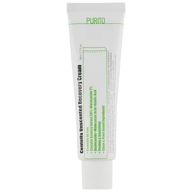 Purito, Centella Unscented Recovery Cream, bezzapachowy krem regenerujący na bazie wąkroty azjatyckiej, 50 ml