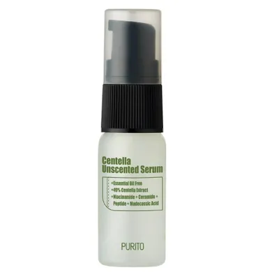 Purito, Centella Unscented Serum, mini regenerujące serum z ekstraktem z wąkroty azjatyckiej, 15 ml