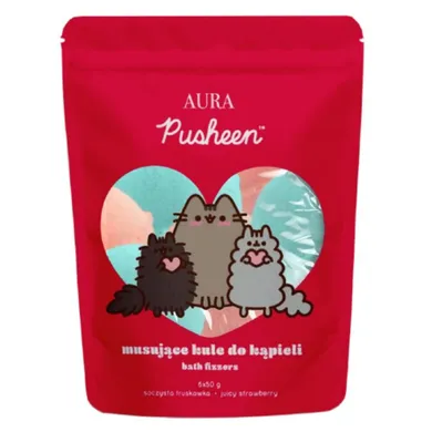 Pusheen, Bath Fizzers, musujące kule do kąpieli, Soczysta Truskawka, 6-50g