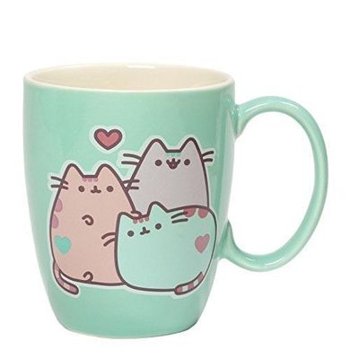 Pusheen, kubek ceramiczny, miętowy