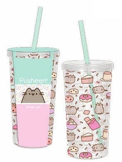 Pusheen, kubek ze słomką, 500 ml
