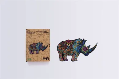 PuzzleOK, Rzadki nosorożec, puzzle drewniane, eko, A4, 72 elementy