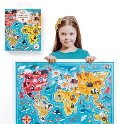 Puzzlove, CzuCzu, Zwierzęta, Mapa świata, puzzle, 60 elementów