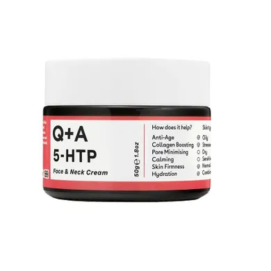 Q+A, 5-HTP Elasticity Face & Neck Cream ujędrniający krem do twarzy i szyi z suplementem, 5-HTP, 50g