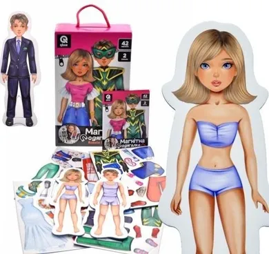 Qbee, Komoda magnetyczna, Ksenia i Marko, ubieranka, 42 magnesy