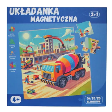QBI, Budowa, puzzle magnetyczne, 16+20+25 elementów
