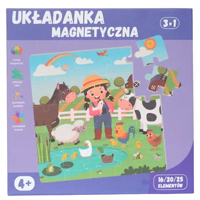 QBI, farma, puzzle magnetyczne, 16+20+25 elementów